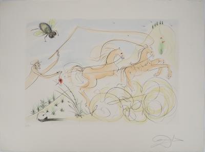 Salvador DALI: El Bestiario de La Fontaine, El caballo y la mosca, Grabado original firmado