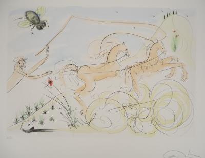 Salvador DALI : Le Bestiaire de La Fontaine, Le cheval et la mouche, Gravure originale signée 2
