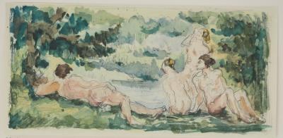 Paul CEZANNE : Baigneurs se reposant, Lithographie et pochoir 2