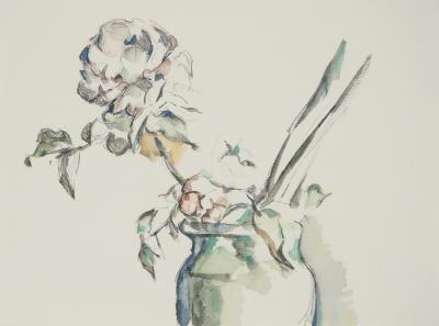 Paul CEZANNE : Roses dans un vase, Lithographie et pochoir 2