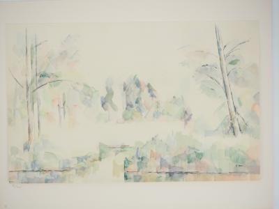 Paul CEZANNE : Alpes, Coin du lac d'Annecy, Lithographie et pochoir 2