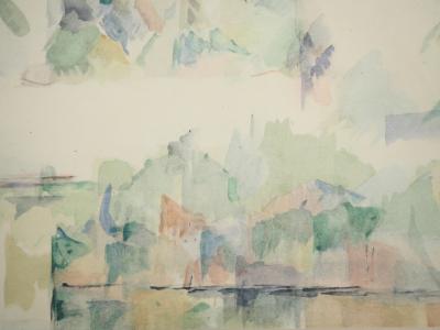 Paul CEZANNE : Alpes, Coin du lac d'Annecy, Lithographie et pochoir 2
