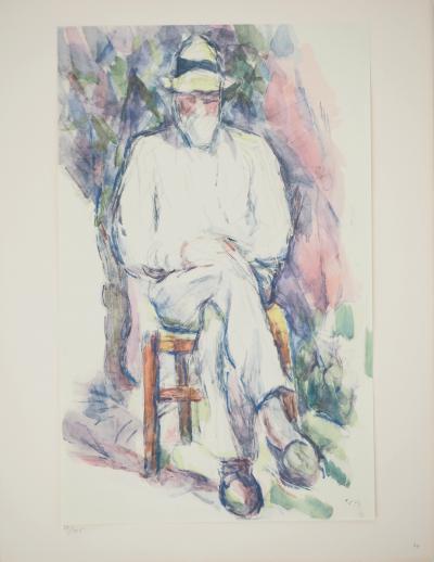 Paul CEZANNE : Homme assis au jardin, Lithographie et pochoir 2