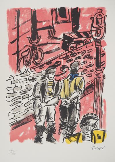 Fernand LEGER : La Ville, Travailleurs dans la rue de Dantzig, Lithographie originale signée 2