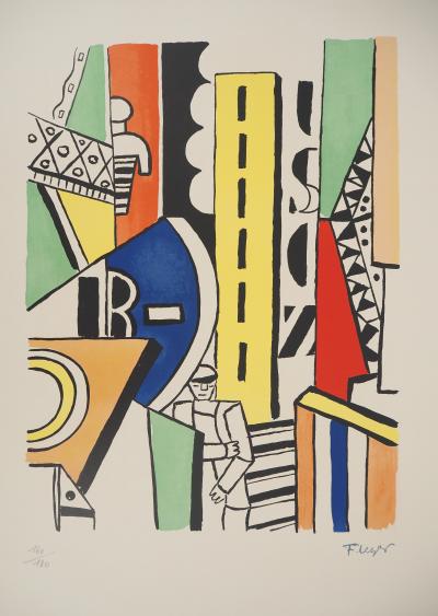 Fernand LEGER : La Ville, Promeneur en ville, Lithographie originale signée 2