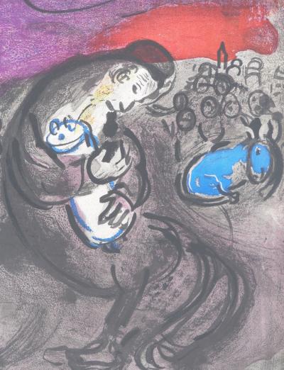Marc CHAGALL : La Bible, Le berger endeuillé, Lithographie originale 2