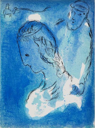 Marc CHAGALL : La Bible, Le jeune couple dans le désert, Lithographie originale 2