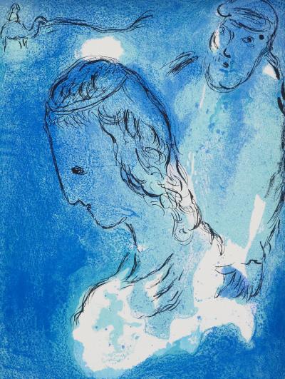 Marc CHAGALL : La Bible, Le jeune couple dans le désert, Lithographie originale 2