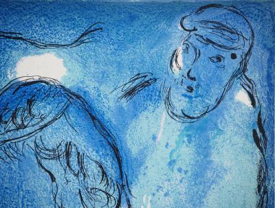Marc CHAGALL : La Bible, Le jeune couple dans le désert, Lithographie originale 2