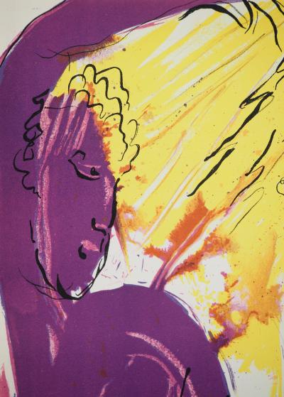 Marc CHAGALL : La Bible, La bénédiction de l'ange, Lithographie originale 2