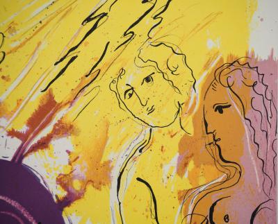 Marc CHAGALL : La Bible, La bénédiction de l'ange, Lithographie originale 2
