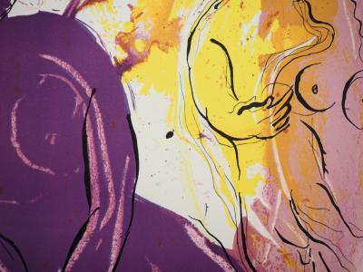 Marc CHAGALL : La Bible, La bénédiction de l'ange, Lithographie originale 2
