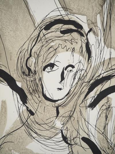 Marc CHAGALL : La Bible, Saint Michel et son épée, Lithographie originale 2