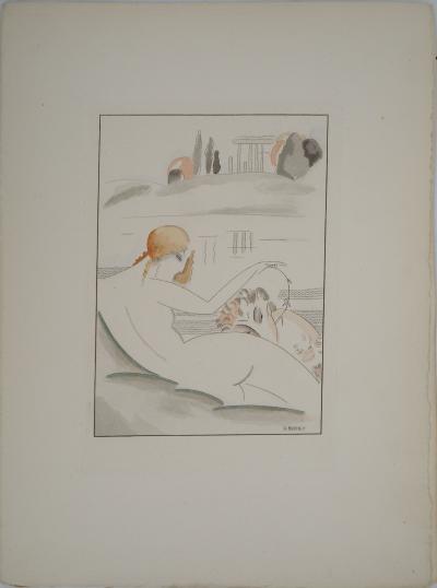 Gustave BUCHET : Les baigneuses antiques, Gravure originale et pochoir signée 2