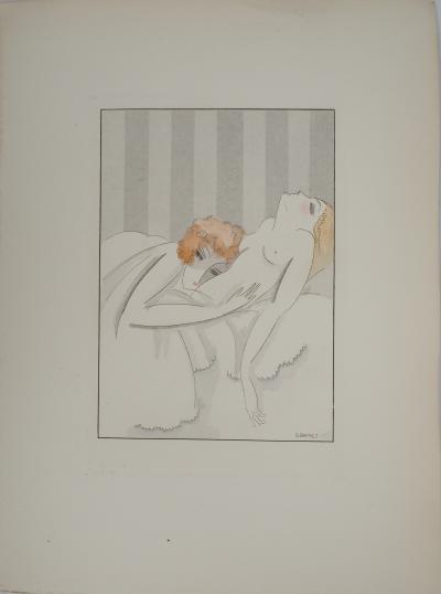 Gustave BUCHET : Les pensionnaires, Gravure originale et pochoir signée 2