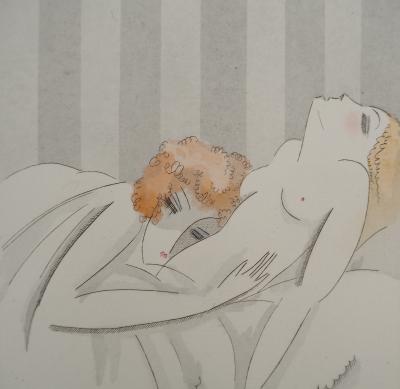 Gustave BUCHET : Les pensionnaires, Gravure originale et pochoir signée 2