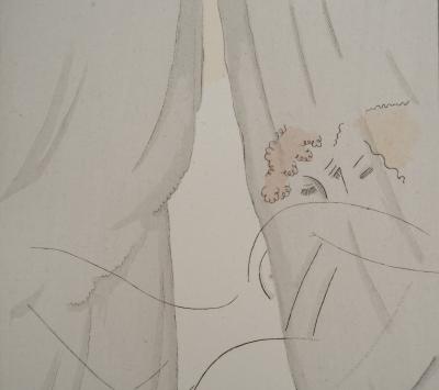 Gustave BUCHET : L'étreinte dissimulée, Gravure originale et pochoir signée 2