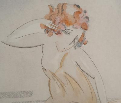 Gustave BUCHET : Le désespoir de Sappho, Gravure originale et pochoir signée 2