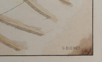 Gustave BUCHET : Le désespoir de Sappho, Gravure originale et pochoir signée 2
