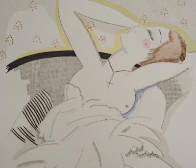 Gustave BUCHET : Rêverie nocturne, Gravure originale et pochoir signée 2