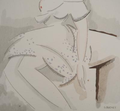 Gustave BUCHET : Cachez ce sein, Gravure originale et pochoir signée 2