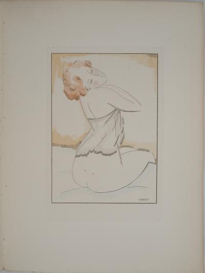 Gustave BUCHET : Le déshabillé, Gravure originale et pochoir signée 2