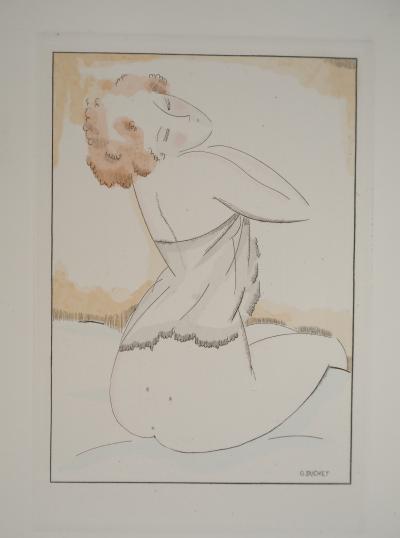 Gustave BUCHET : Le déshabillé, Gravure originale et pochoir signée 2