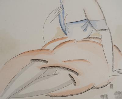 Gustave BUCHET : La fermière après la moisson, Gravure originale et pochoir signée 2
