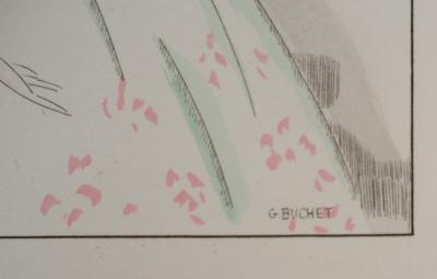 Gustave BUCHET: Game of seduction, Original engraving and signed stencil 2