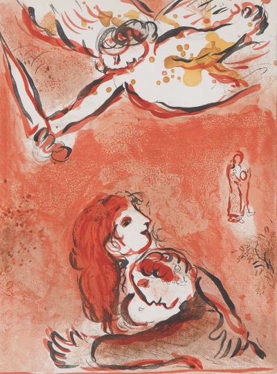 Marc CHAGALL : La Bible, L'ange sauveur, Lithogravure originale 2