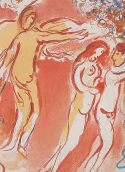 Marc CHAGALL : La Bible, Adam et Eve chassés du Paradis, Lithographie originale 2