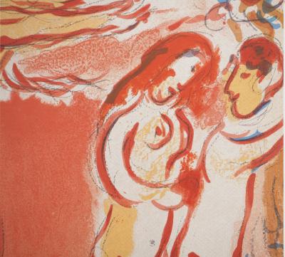 Marc CHAGALL : La Bible, Adam et Eve chassés du Paradis, Lithographie originale 2