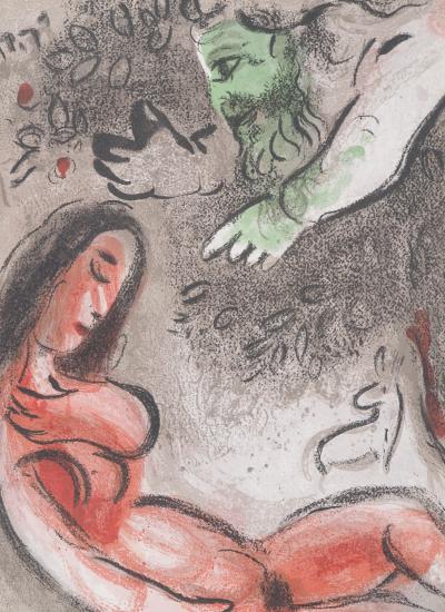 Marc CHAGALL : La Bible, L'apparition de Dieu à Eve, Lithographie originale 2