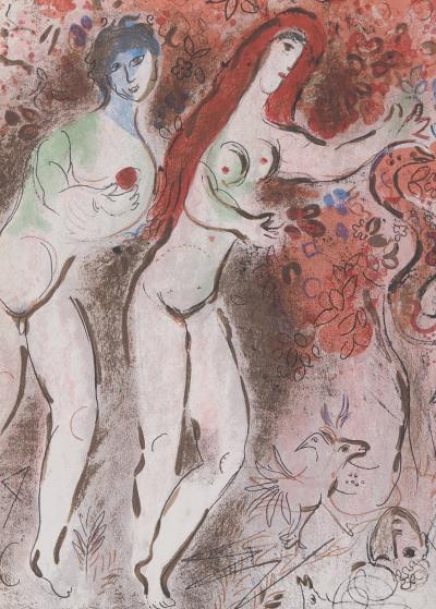 Marc CHAGALL: Die Bibel, Die Entdeckung der verbotenen Frucht, Originallithographie