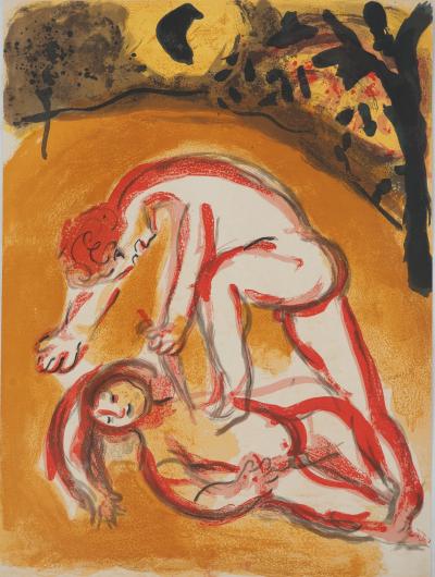 Marc CHAGALL : La Bible, Cain et Abel, Lithographie originale 2