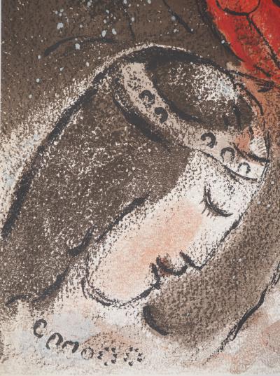Marc CHAGALL : La Bible, Sara et les anges, Lithographie originale 2