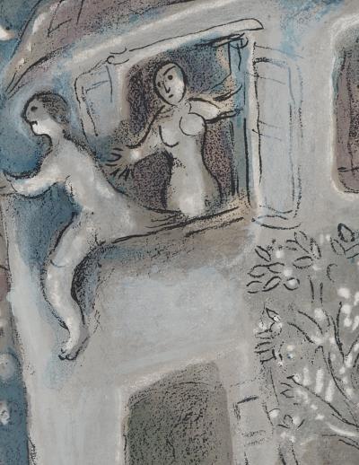 Marc CHAGALL : La Bible, La fuite de David, Lithographie originale 2