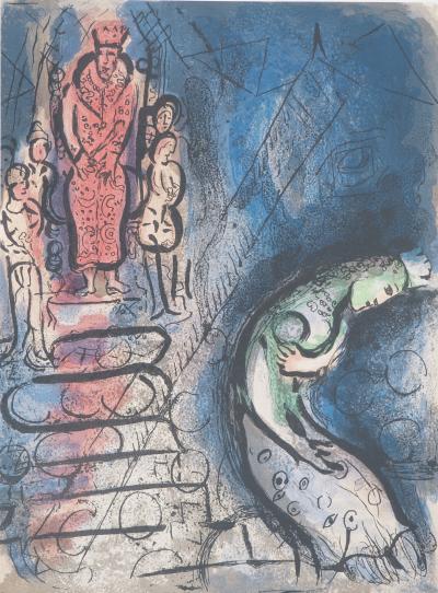 Marc CHAGALL : La Bible, Vasthi chassée, Lithographie originale 2