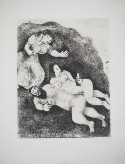 Marc CHAGALL : Loth et ses filles, Gravure originale 2