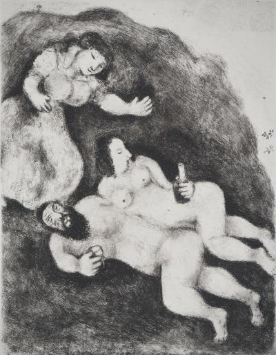 Marc CHAGALL : Loth et ses filles, Gravure originale 2
