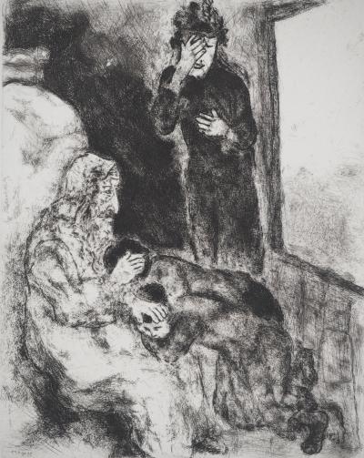 Marc CHAGALL : Bénédiction d'Ephraïm et Manassé, Gravure originale signée 2