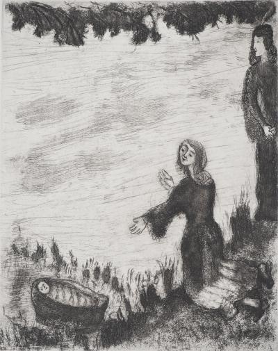 Marc CHAGALL : Moïse sauvé des eaux, Gravure originale signée 2