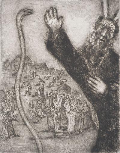 Marc CHAGALL : Moïse et le serpent, Gravure originale 2