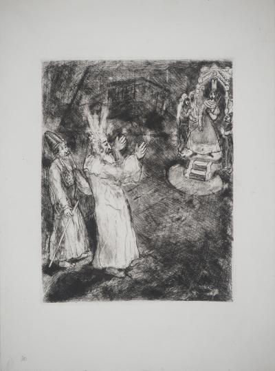 Marc CHAGALL : Moïse et Aaron devant Pharaon, Gravure originale 2