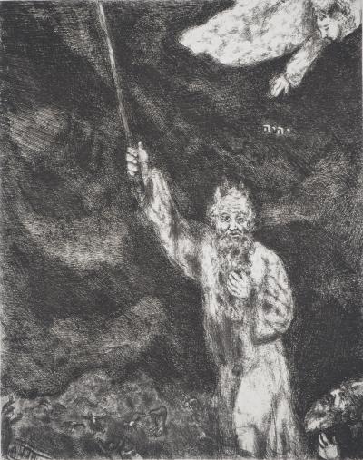 Marc CHAGALL : Les ténèbres sur l'Egypte, Gravure originale signée 2