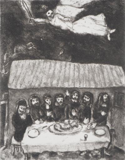 Marc CHAGALL : Le repas de la Pâque, Gravure originale signée 2