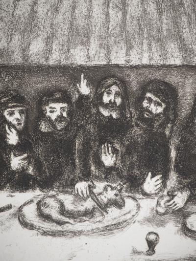 Marc CHAGALL : Le repas de la Pâque, Gravure originale signée 2