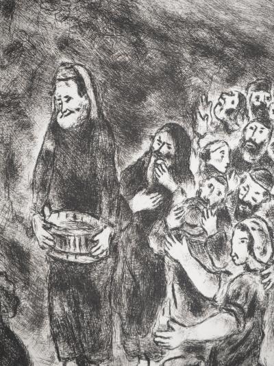 Marc CHAGALL : Moïse fait jaillir l'eau du rocher, Gravure originale signée 2