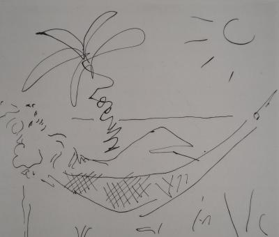 Jean COCTEAU : Le bal du comte d'Orgel, Mahaut se prélassant au soleil, gravure originale 2