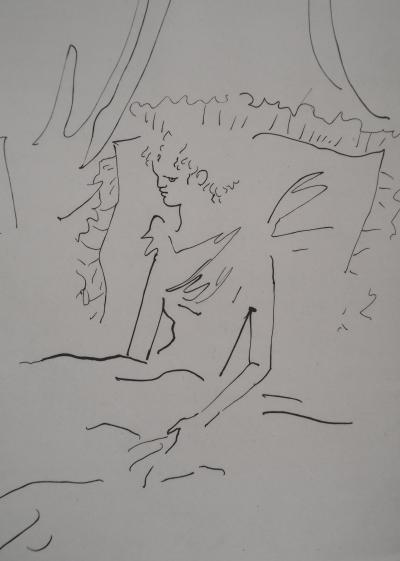 Jean COCTEAU : Le bal du comte d'Orgel, L'attente de Mme d'Orgel, gravure originale 2